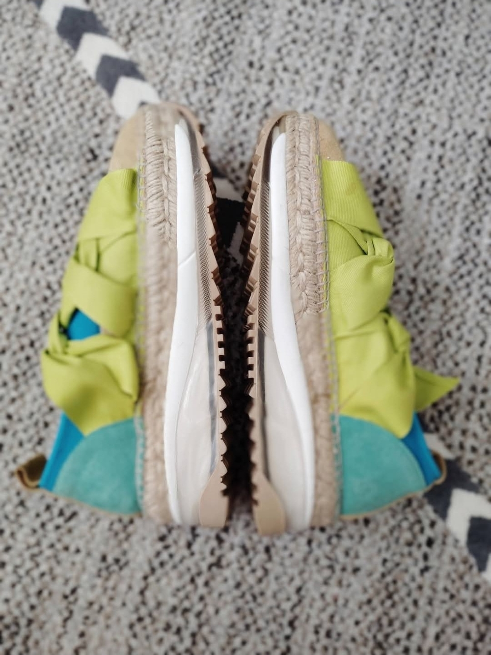 Women’s Lime Green & Blue Ribbon Lace-Up Espadrilles - Picture 6 of 8
